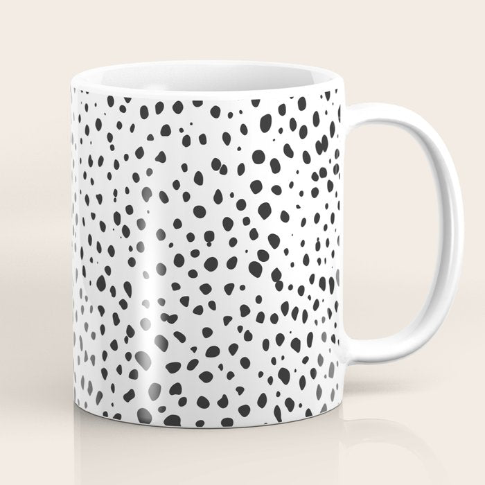 Dalmatian Spots - Black and White Polka Dots Coffee Mug Gallery Image 1