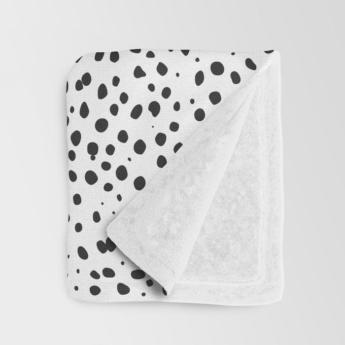 Dalmatian Spots - Black and White Polka Dots Throw Blanket Gallery Image 3