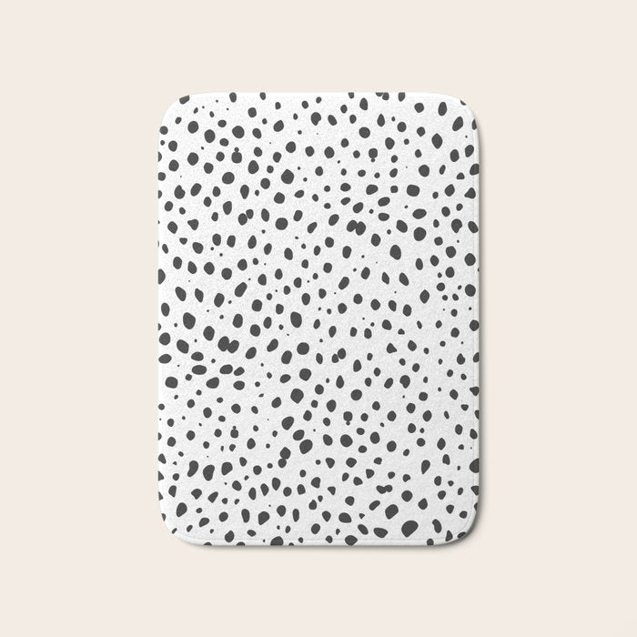 Dalmatian Spots - Black and White Polka Dots Bath Mat Gallery Image 1