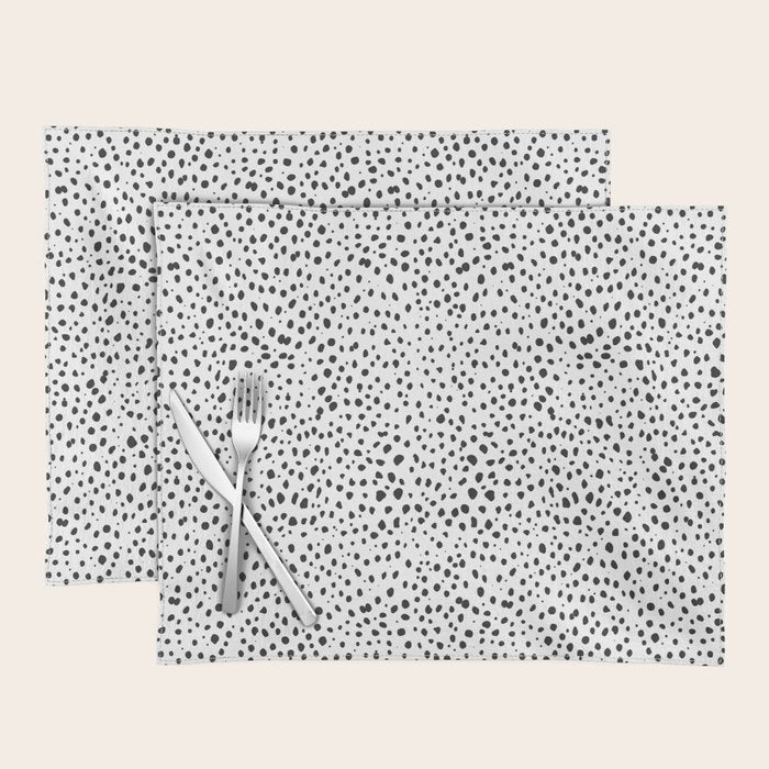 Dalmatian Spots - Black and White Polka Dots Placemat Gallery Image 1