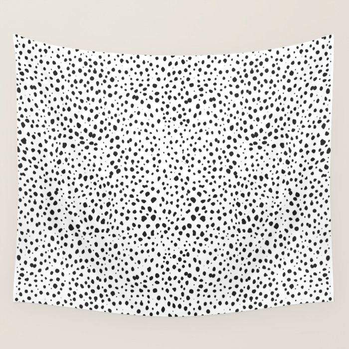 Dalmatian Spots - Black and White Polka Dots Wall Tapestry Gallery Image 4