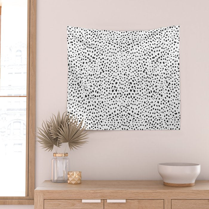 Dalmatian Spots - Black and White Polka Dots Wall Tapestry Gallery Image 2