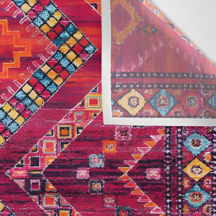 Rose Oasis: Vintage Bohemian Geometric Heritage Wall Tapestry Gallery Image 3