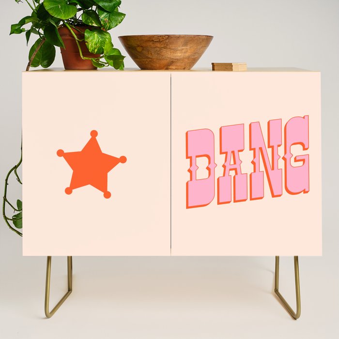 DANG - western style saloon font in retro mod colors (bright pink and orange) Credenza Gallery Image 1