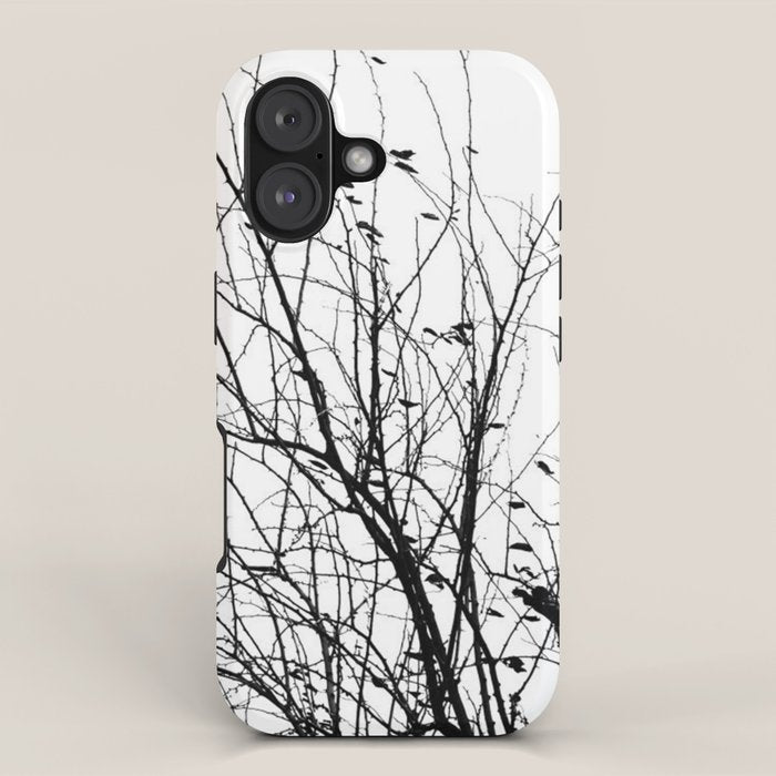 Black white tree branch bird nature pattern iPhone Case Gallery Image 1