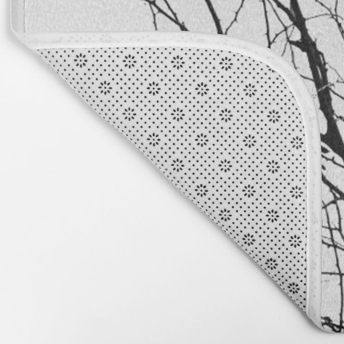 Black white tree branch bird nature pattern Bath Mat Gallery Image 2