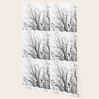 Black white tree branch bird nature pattern Wallpaper Gallery Image 2