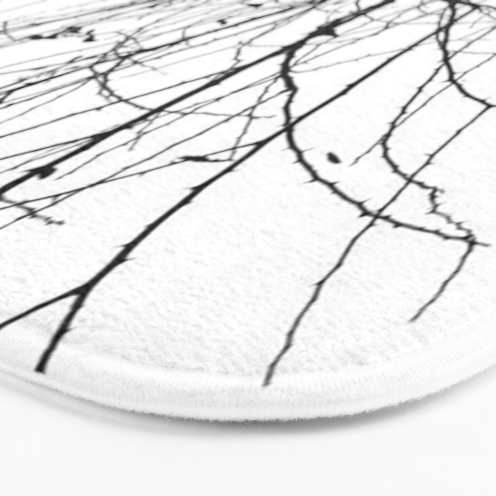 Black white tree branch bird nature pattern Bath Mat Gallery Image 3