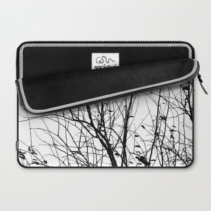 Black white tree branch bird nature pattern Laptop Sleeve Gallery Image 2