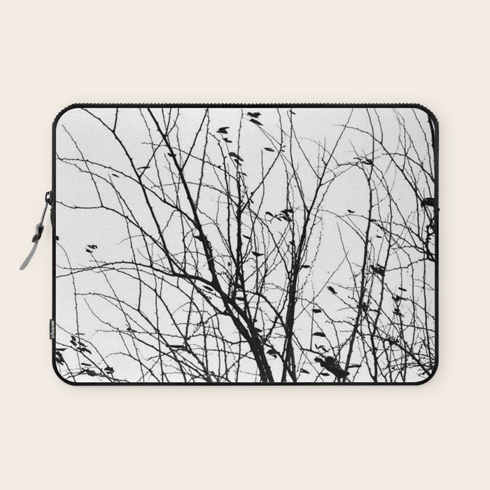 Black white tree branch bird nature pattern Laptop Sleeve Gallery Image 1