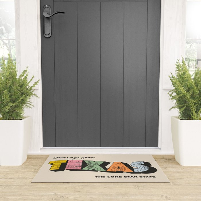 Greetings From Texas - Beige Welcome Mat Gallery Image 3