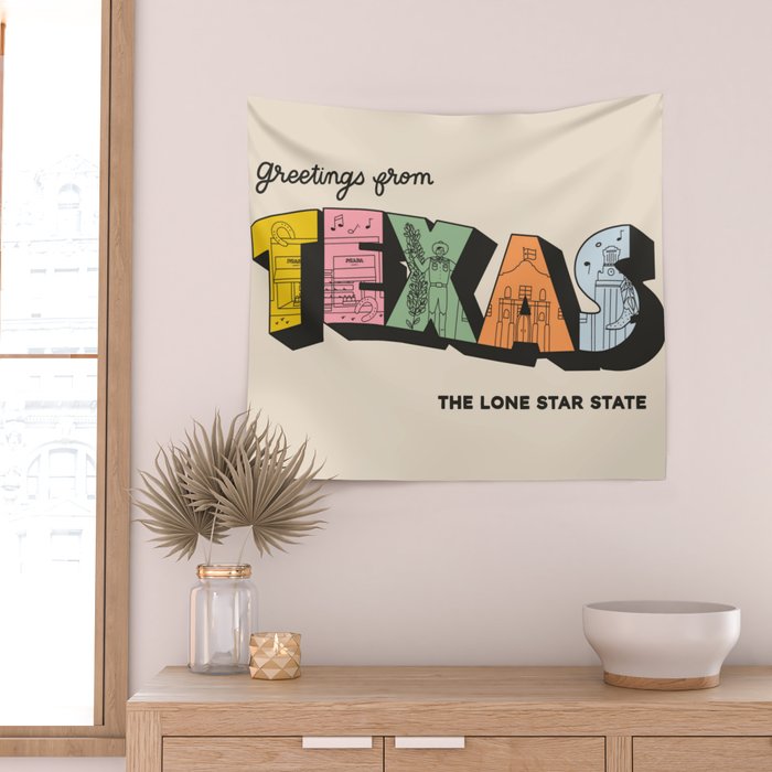 Greetings From Texas - Beige Wall Tapestry Gallery Image 2