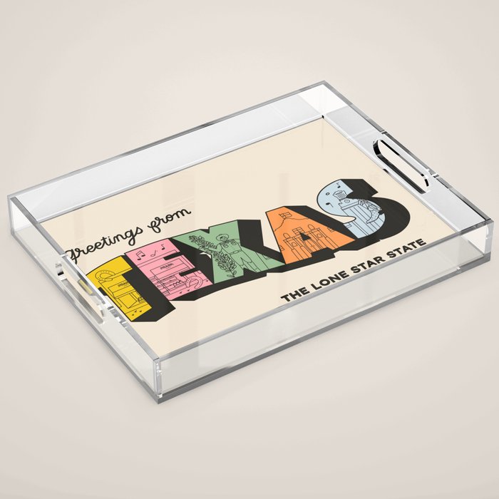 Greetings From Texas - Beige Acrylic Tray Gallery Image 1