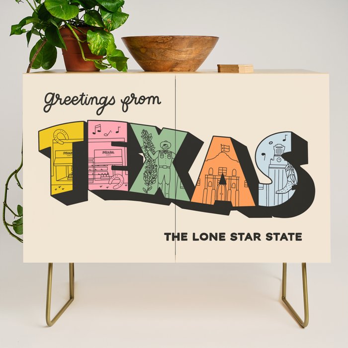 Greetings From Texas - Beige Credenza Gallery Image 1