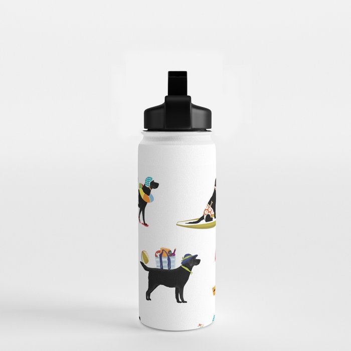 Labrador Beach black lab dog beach  Water Bottle Gallery Image 2