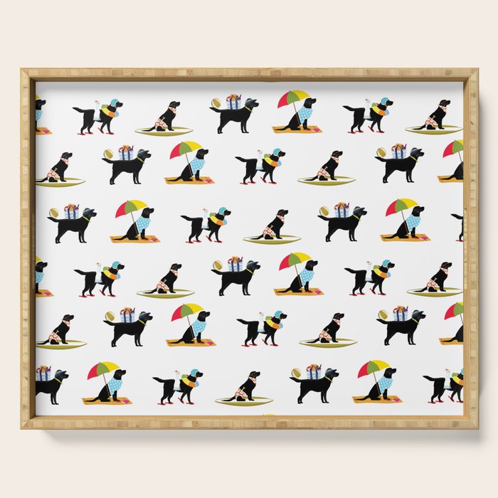 Labrador Beach black lab dog beach  Serving Tray Gallery Image 1