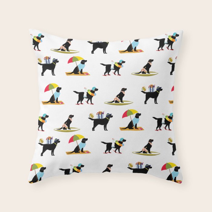 Labrador Beach black lab dog beach  Throw Pillow Gallery Image 6