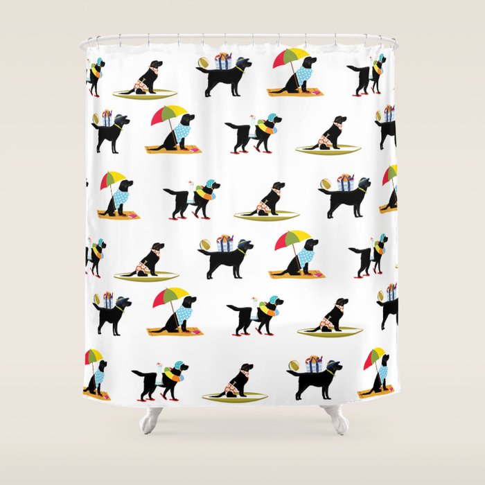Labrador Beach black lab dog beach  Shower Curtain Gallery Image 1