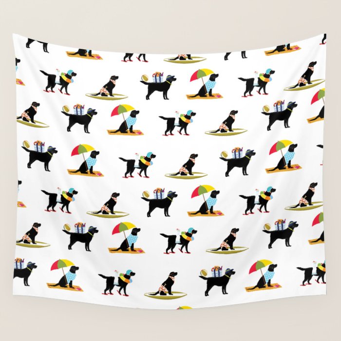 Labrador Beach black lab dog beach  Wall Tapestry Gallery Image 4