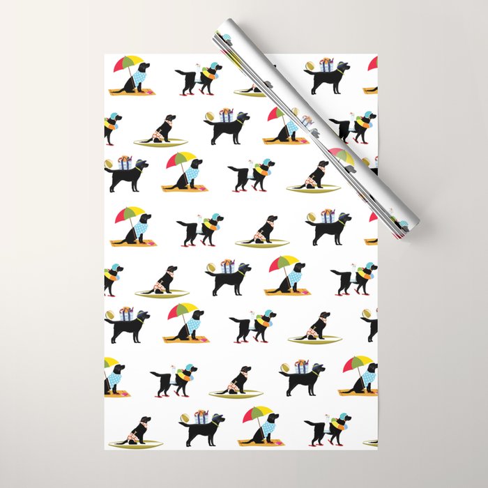 Labrador Beach black lab dog beach  Wrapping Paper Gallery Image 1