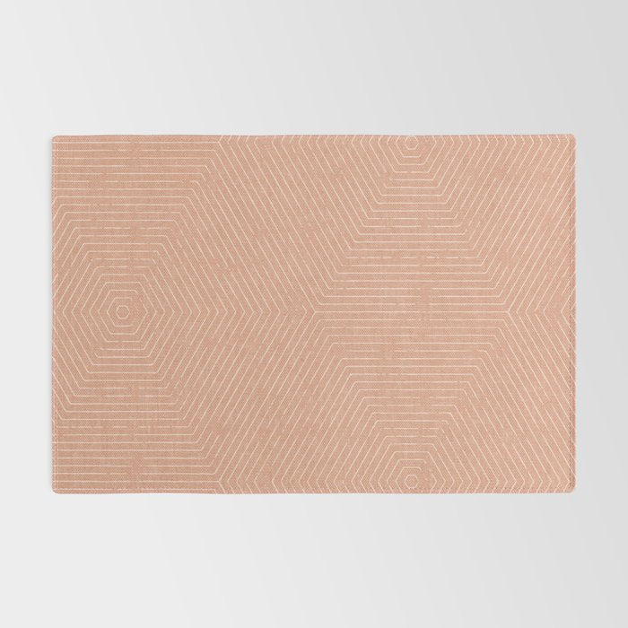 boho hexagon stripes - peach Rug Gallery Image 2