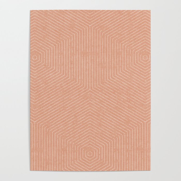 boho hexagon stripes - peach Poster Gallery Image 4