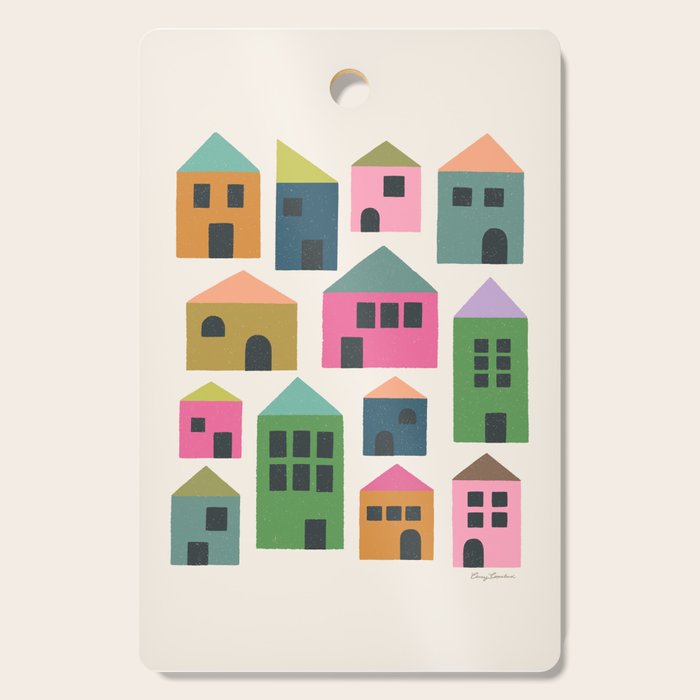 Happy Houses - Multi-colored Cutting Board Gallery Image 1
