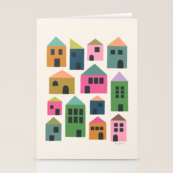 Happy Houses - Multi-colored Stationery Card Gallery Image 2