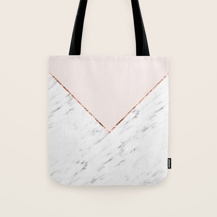 Peony blush geometric marble Tote Bag Gallery Image 1
