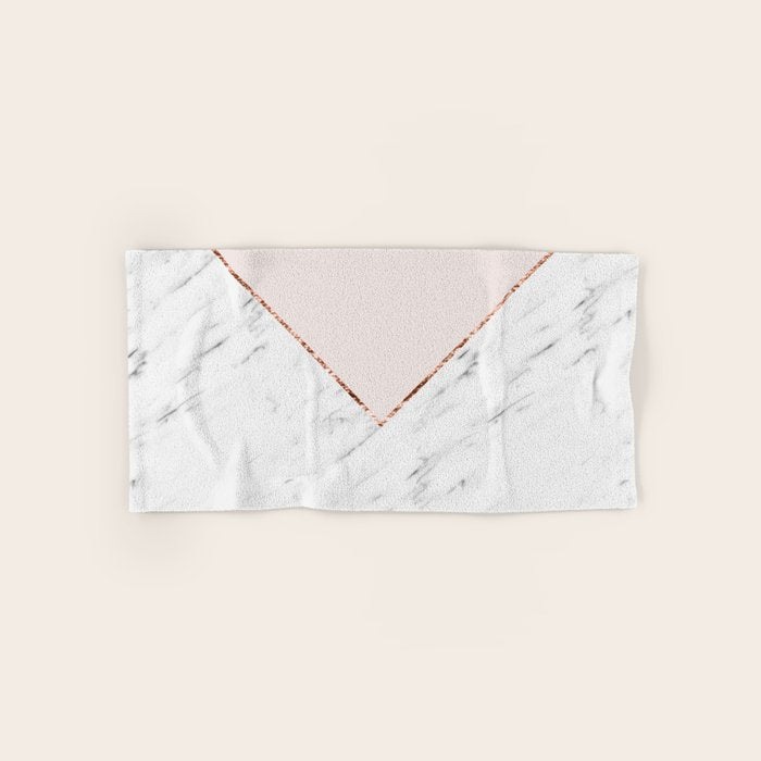 Peony blush geometric marble Bath Towel Gallery Image 1