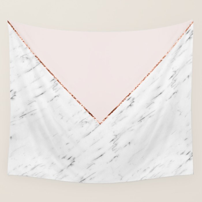Peony blush geometric marble Wall Tapestry Gallery Image 4