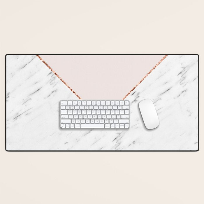 Peony blush geometric marble Desk Mat Gallery Image 1