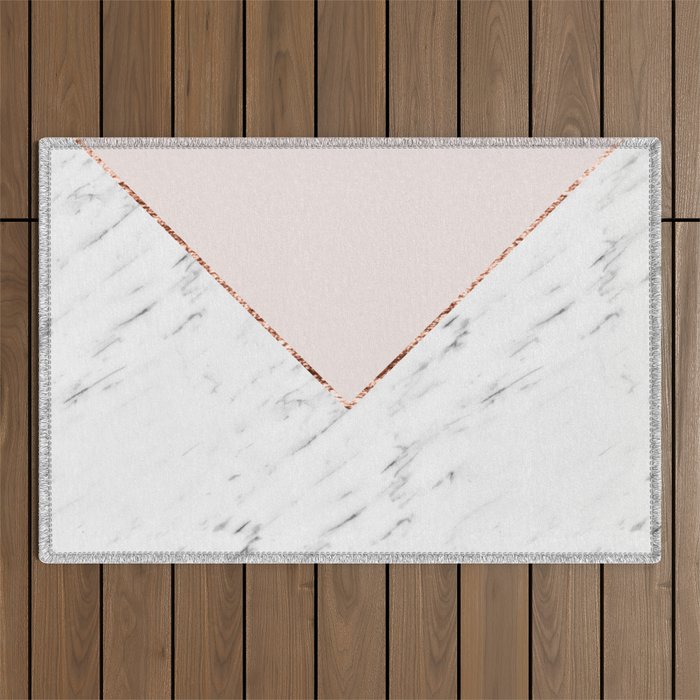 Peony blush geometric marble Outdoor Rug Gallery Image 1