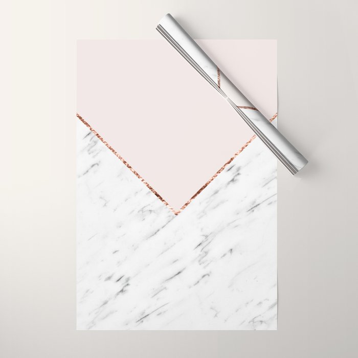 Peony blush geometric marble Wrapping Paper Gallery Image 1