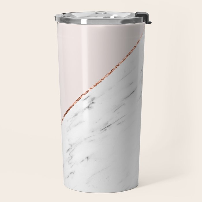 Peony blush geometric marble Travel Mug Gallery Image 2