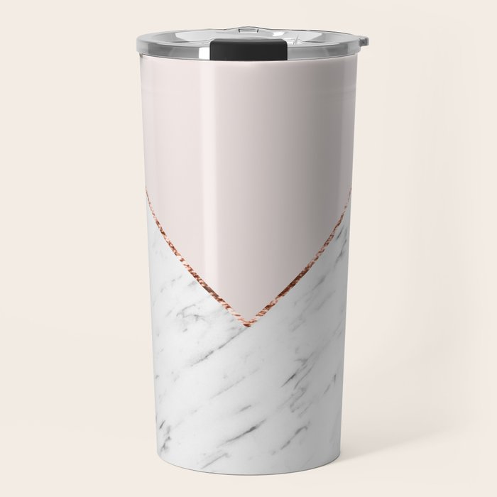 Peony blush geometric marble Travel Mug Gallery Image 1