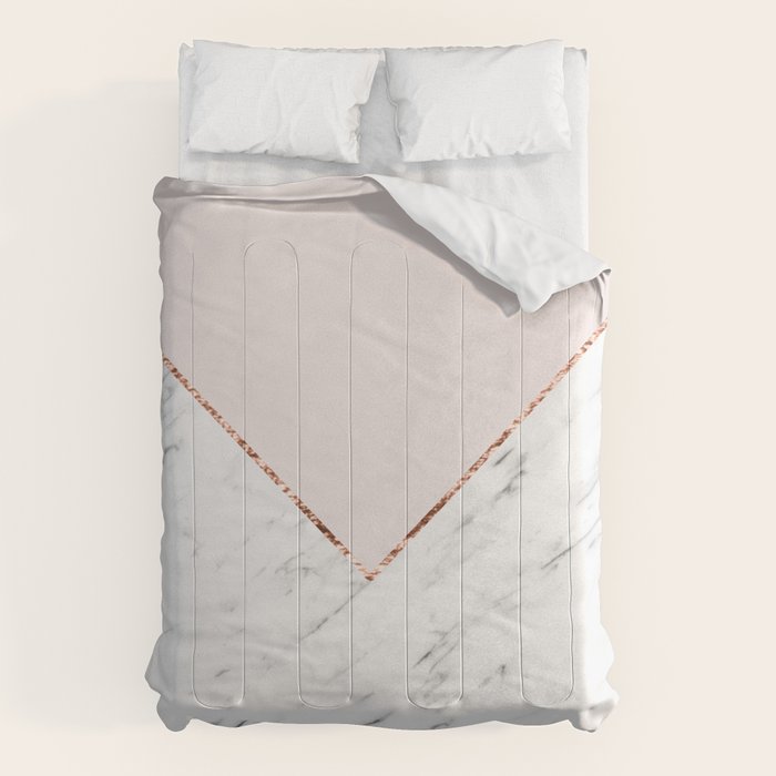 Peony blush geometric marble Comforter Gallery Image 1