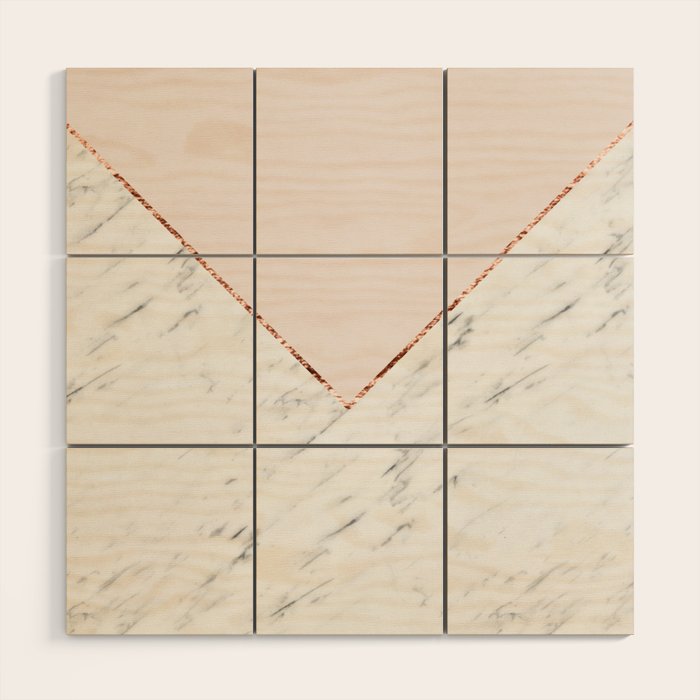 Peony blush geometric marble Wood Wall Art Gallery Image 1