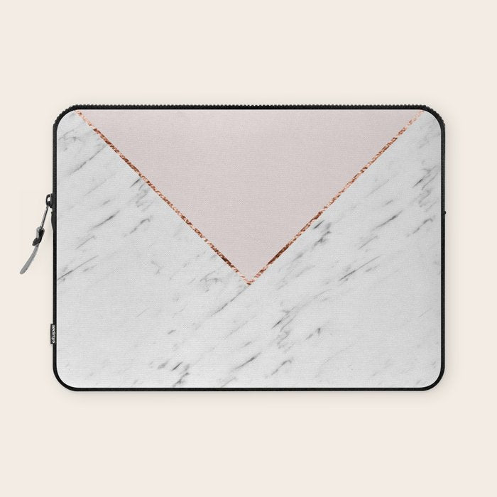 Peony blush geometric marble Laptop Sleeve Gallery Image 1