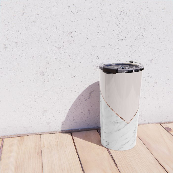 Peony blush geometric marble Travel Mug Gallery Image 4