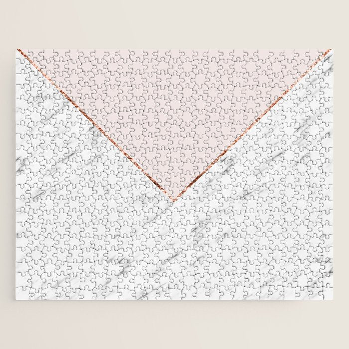 Peony blush geometric marble Jigsaw Puzzle Gallery Image 1