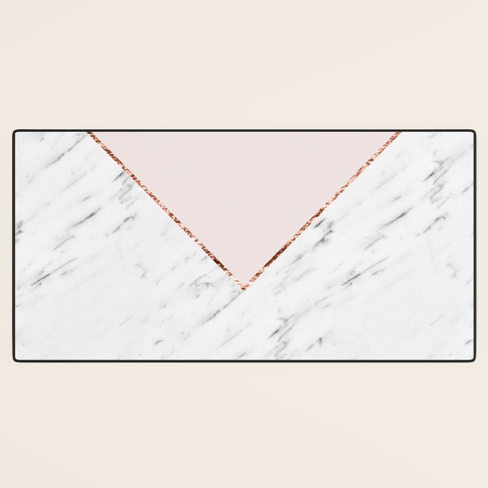 Peony blush geometric marble Desk Mat Gallery Image 3