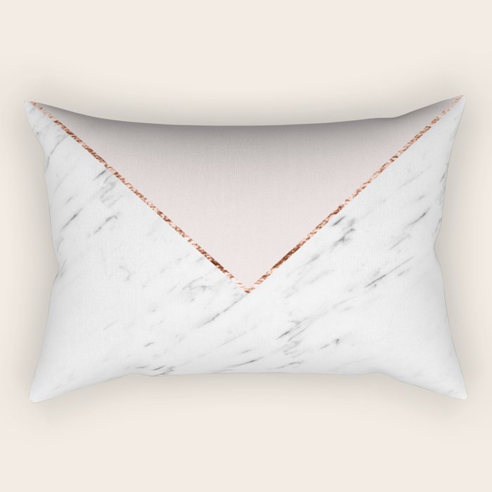 Peony blush geometric marble Rectangular Pillow Gallery Image 2
