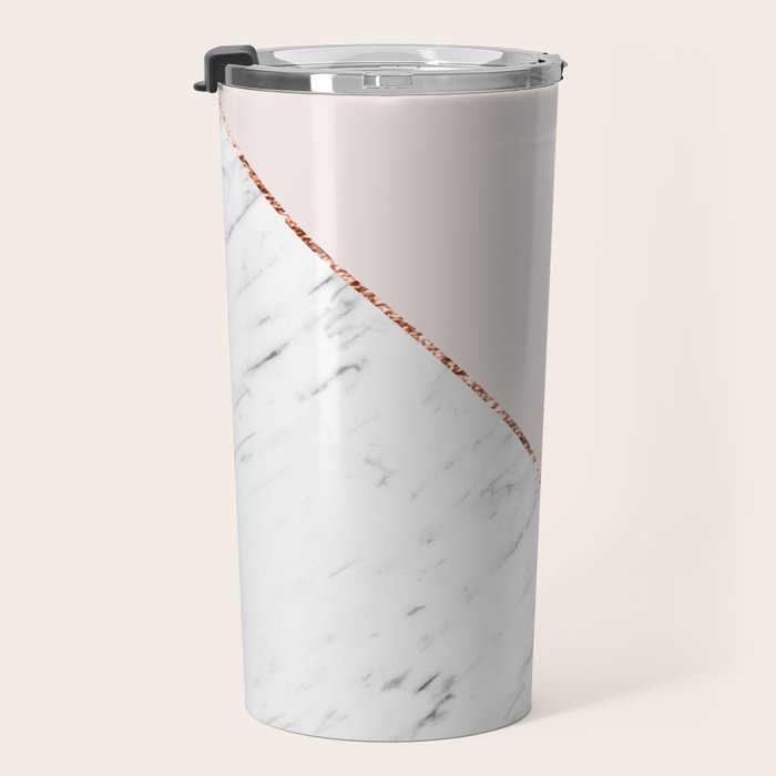 Peony blush geometric marble Travel Mug Gallery Image 3