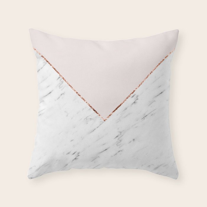 Peony blush geometric marble Throw Pillow Gallery Image 6