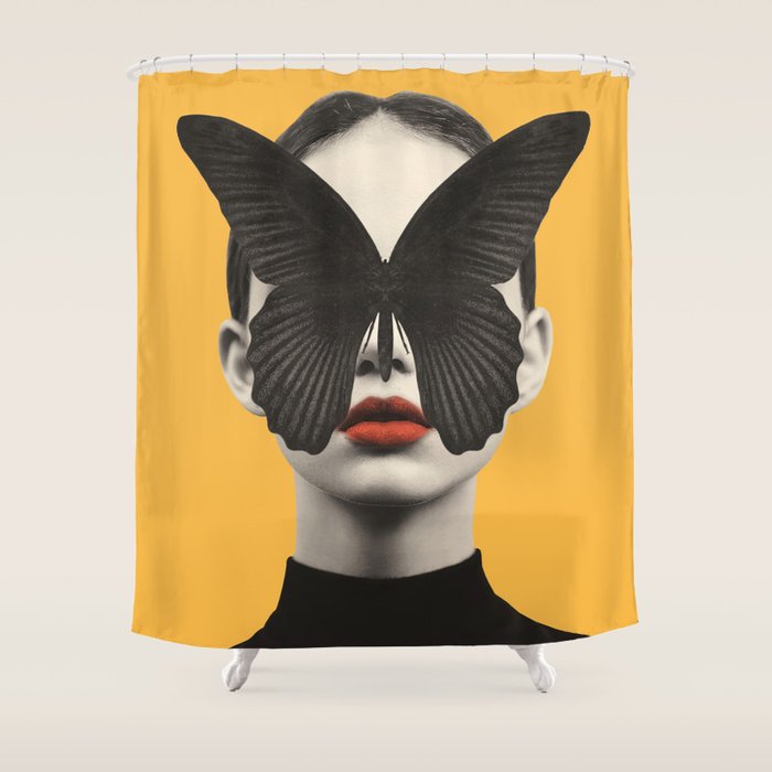 BLACK BUTTERFLY 2 Shower Curtain Gallery Image 1