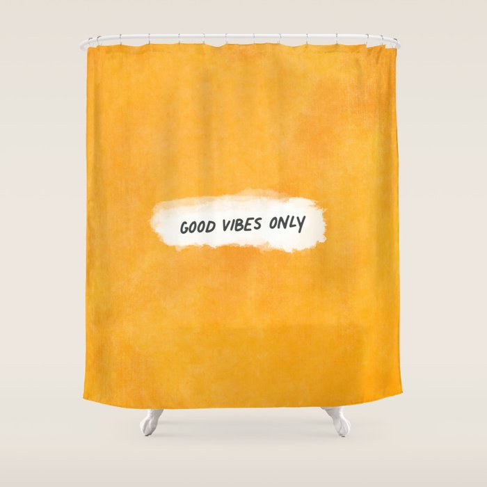 Good Vibes Only: Yellow Canvas Edition Shower Curtain Gallery Image 1