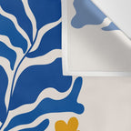 Summer Bloom: Electric Blue Leaves & Golden Poppies Wall Tapestry Gallery Image 3