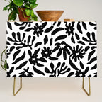 Black and white flower nature pattern Credenza Gallery Image 1