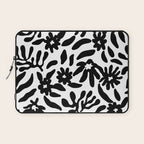 Black and white flower nature pattern Laptop Sleeve Gallery Image 1